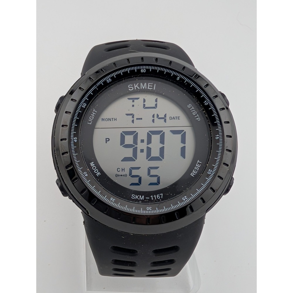 Skmei 1167 Men's Digital Watch Black Resin Strap 50mm Case- New Battery